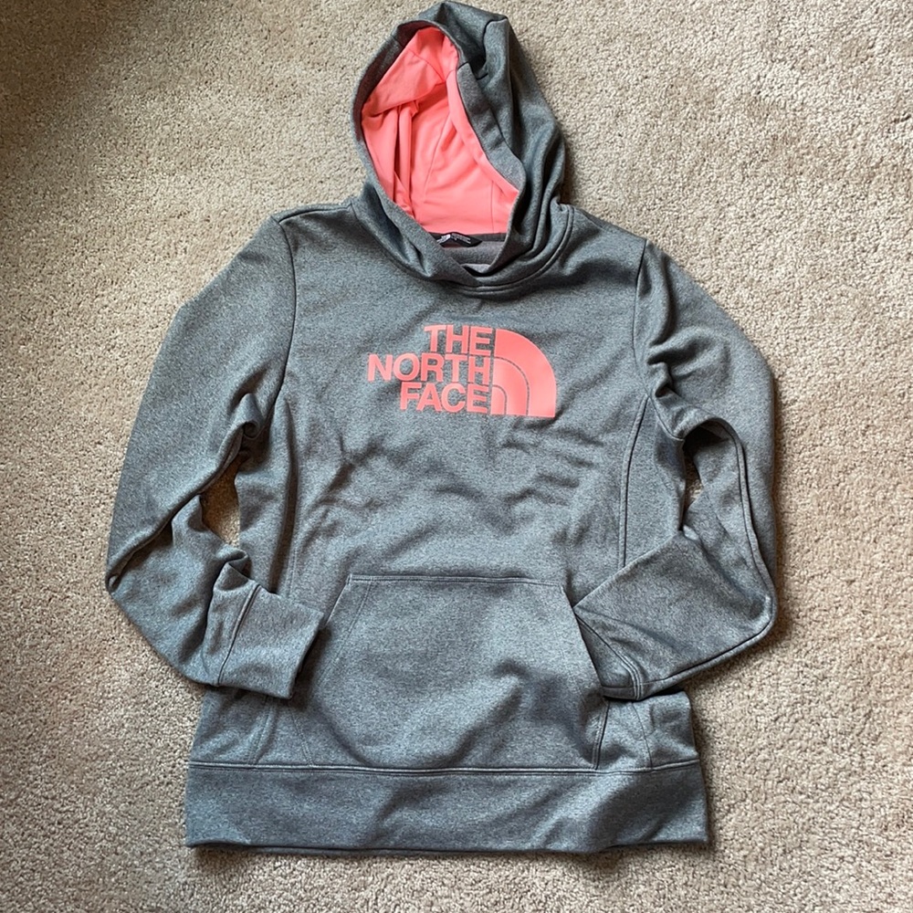 THE NORTH FACE Grey Hoodie w/ Coral graphics